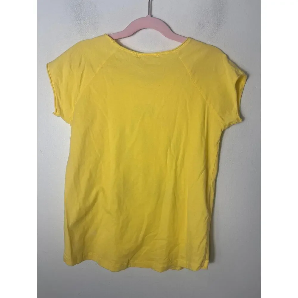 Girls Bonpoint Yellow Riviera Cap Sleeve Cotton T-Shirt Sz 12